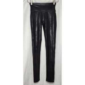 Spanx Faux Leather Leggings XS Black Ankle 25" Inseam NWOT Y2K Sleek